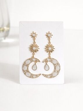 Crescent Moon w/ rhinestone Statement Earrings